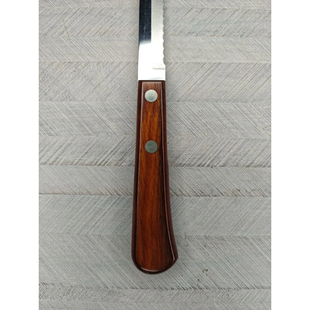 Vintage Robeson Frozen Heat Serrated Slicing Carving Knife Wooden Handle
